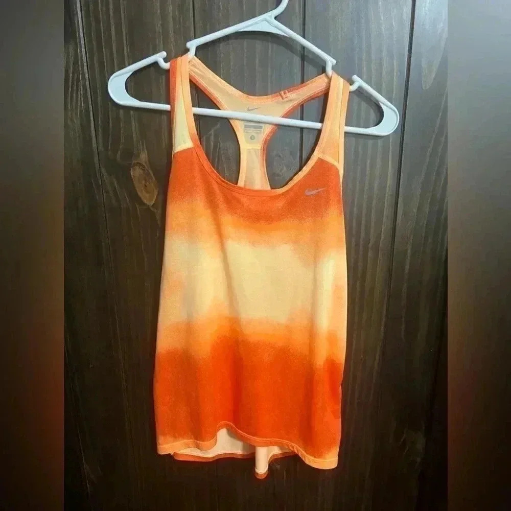Nike Dry Fit Orange Tie Dye Active Racerback Tank Top S